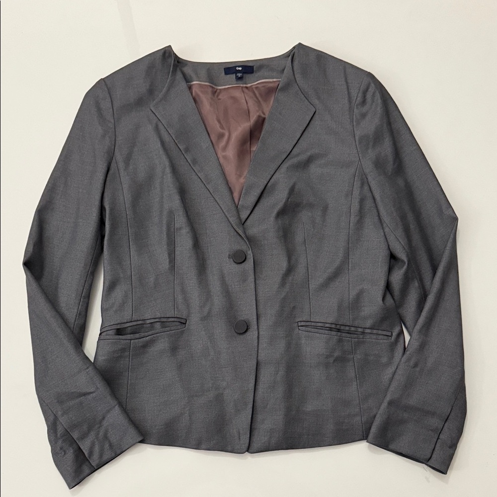 Vintage Gap Blazer Womens Size 12 Gray Fully Lined Pockets Button Jacket